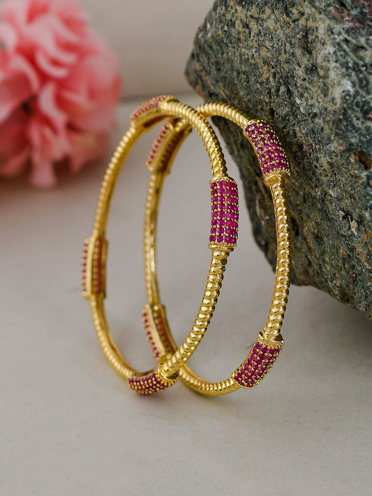 Set of 2 Gold Plated Classic Handcrafted Bangles for Women Online