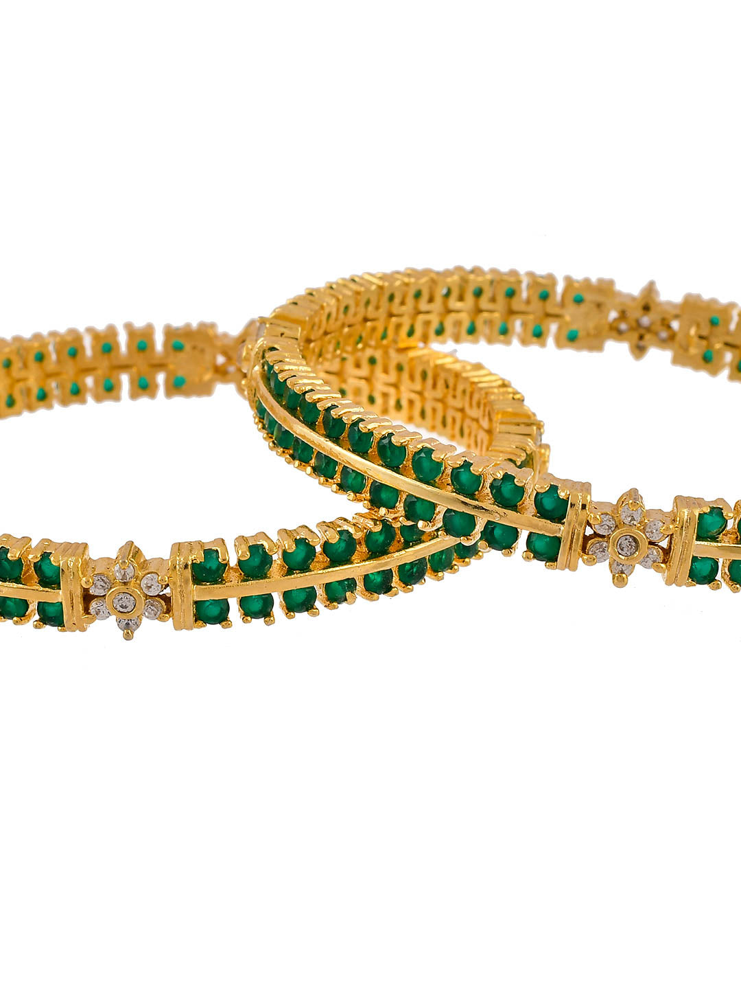 Gold Plated Green Ad Brifdal Kangan Bangles