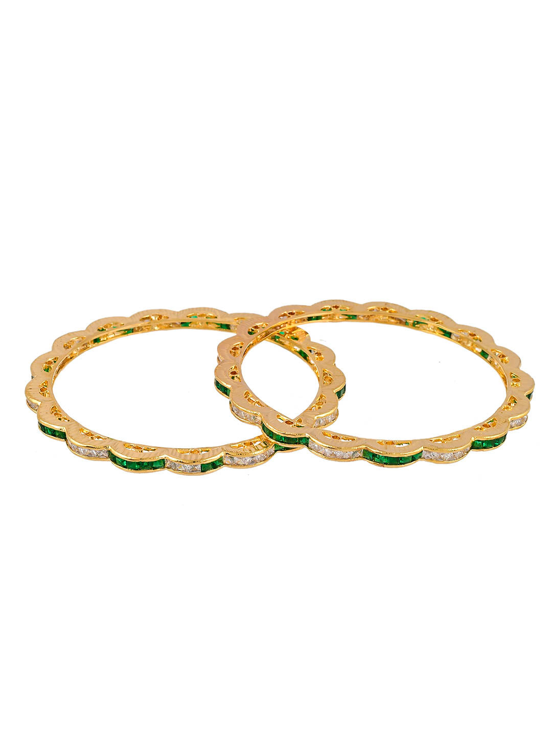 Gold Plated Green Ad Bridal Gokhroo Bangles