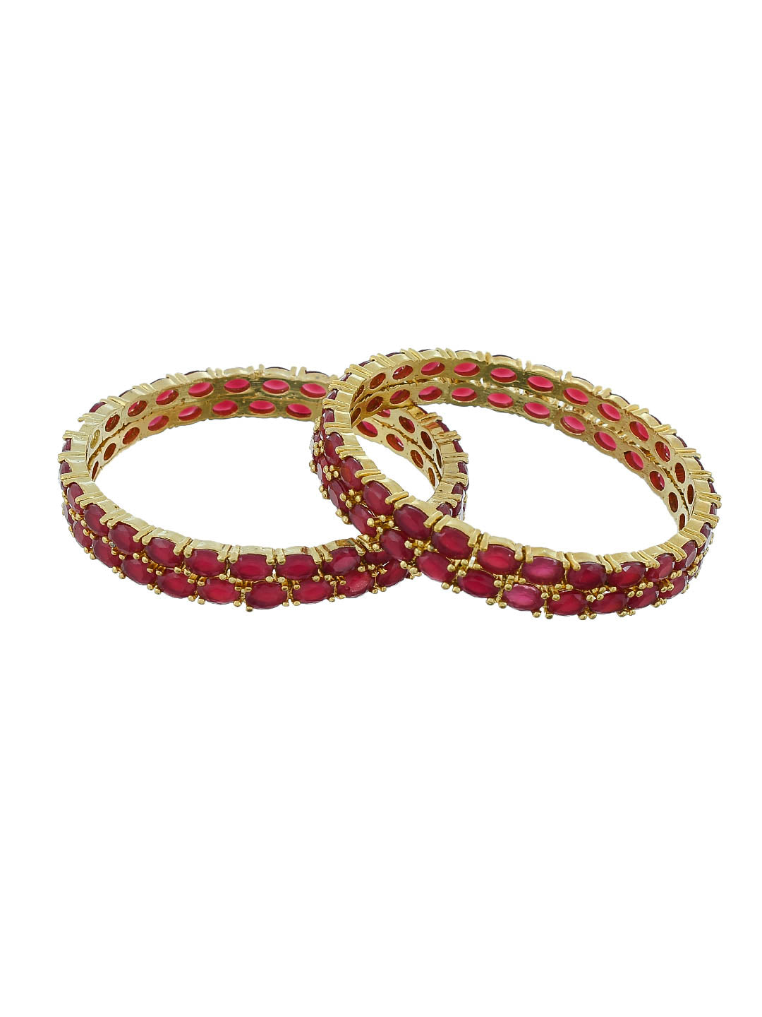 Traditional Ruby Red Gold Plated Designer Bangles For Women