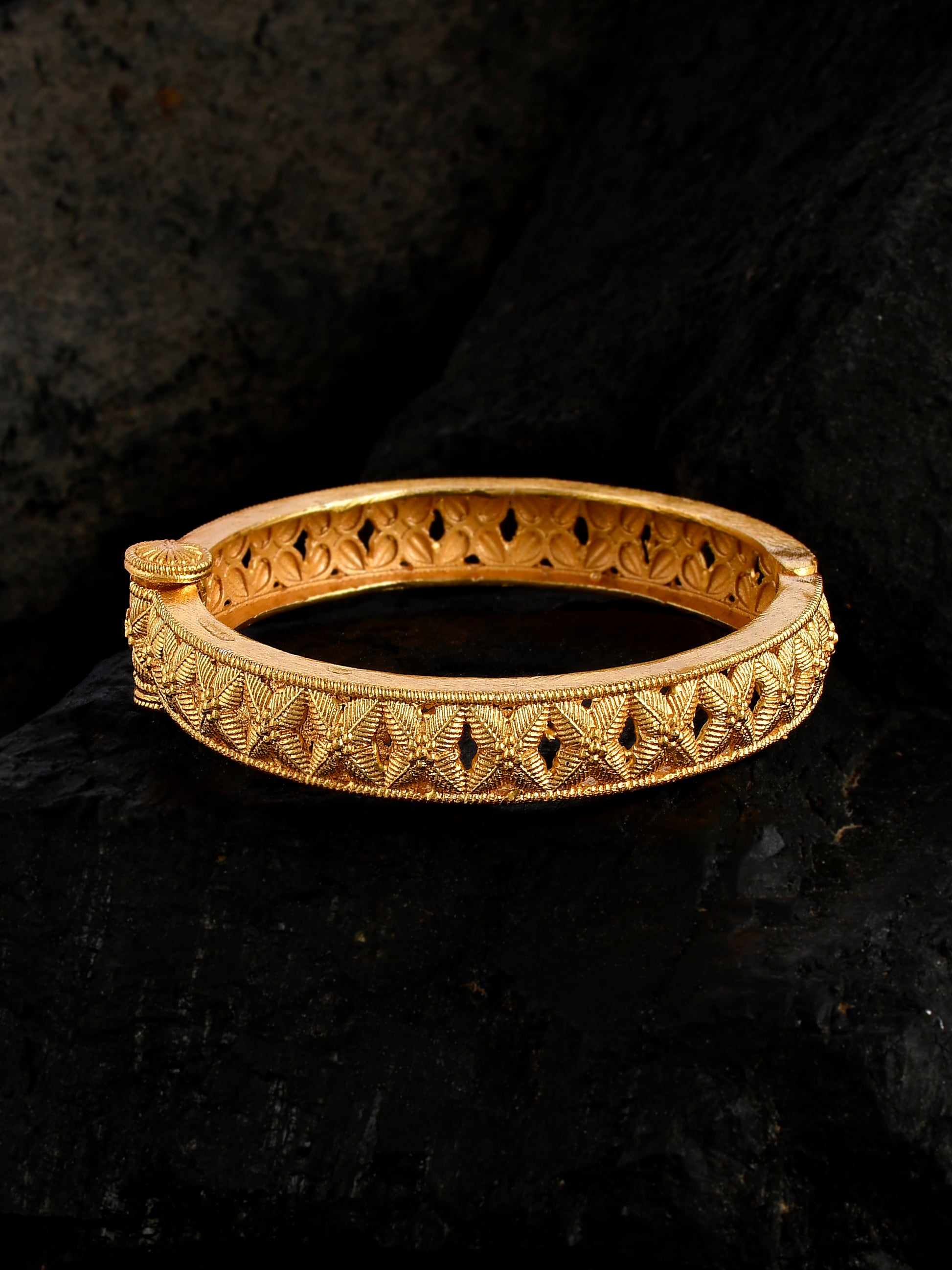 Traditional Floral Bangle Style Gold Plated Bracelets for Women Online