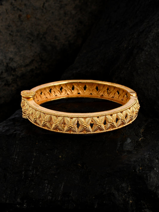 Traditional Floral Bangle Style Gold plated Bracelet