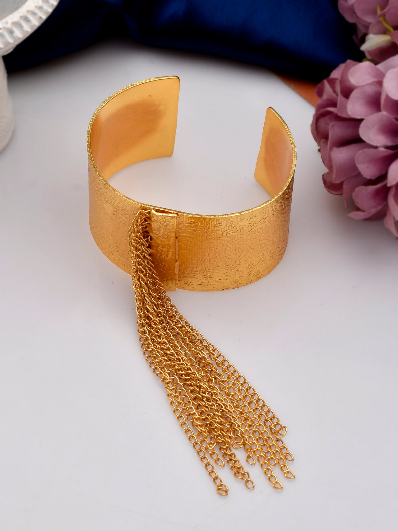 Gold Plated Trendy Statement Handcuff - Bracelets for Women Online