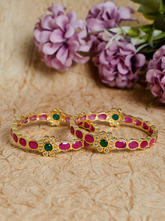 Jadau Multicolor Gold Plated Classic Bangles for Women Online