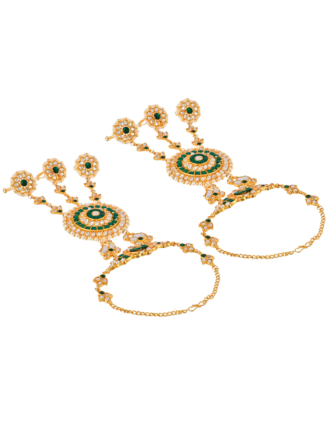 Set Of 2 Gold Plated Traditional Bridal Hathphool Bracelet