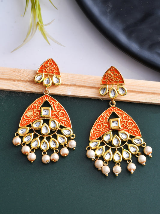 Enamelled Kundan Chandbali Earrings for Women Online