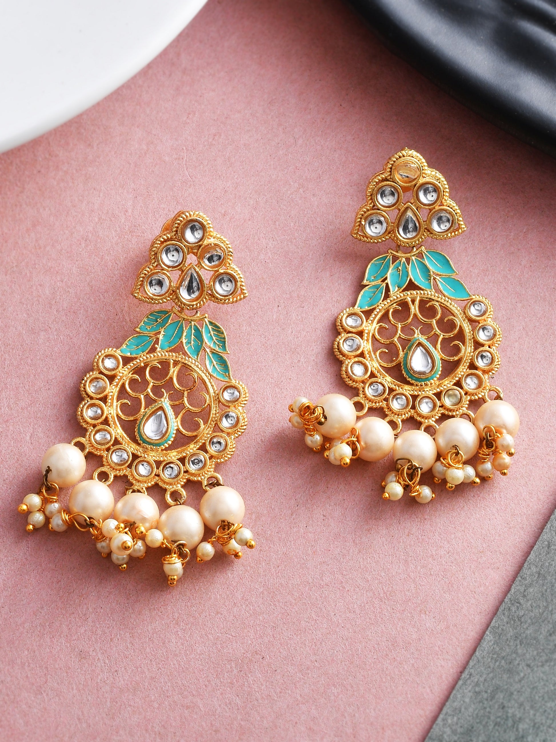 Kundan Minakari Chandbali Earrings