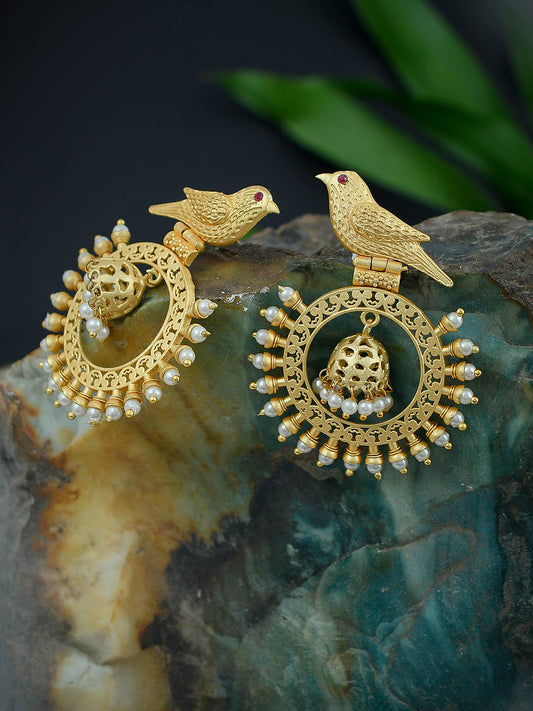 Traditional Gold Tone Pearl Drop Jhumki Earrings for Women Online