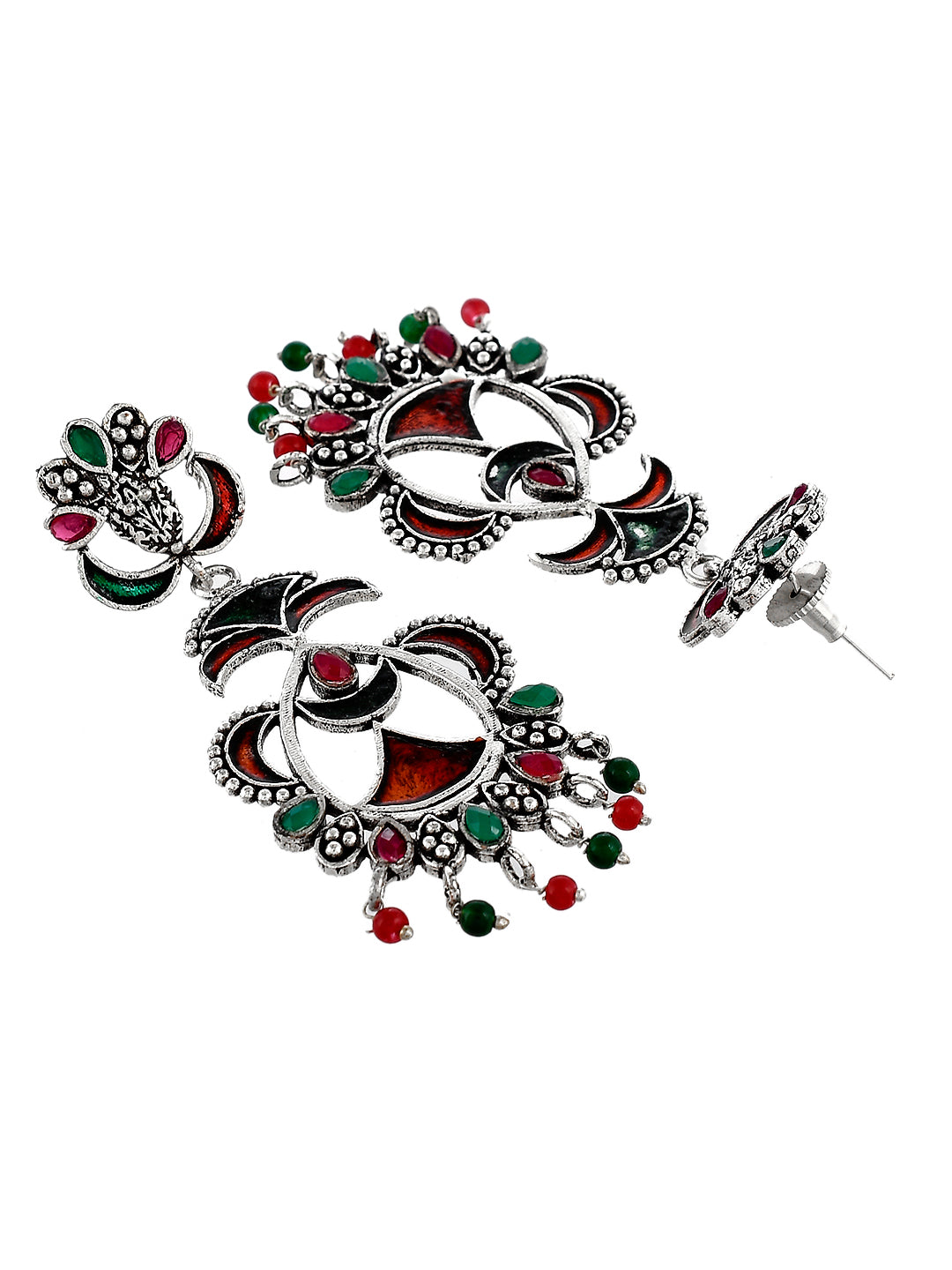 Indian Ethnic Hand Painted Oxidized Drop Earrings For Women