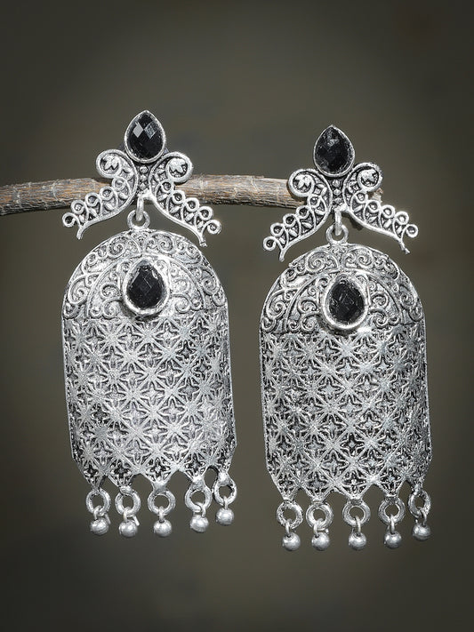 Black Oxidized Silver Tone Bollywood Style Drop Earrings for Women Online