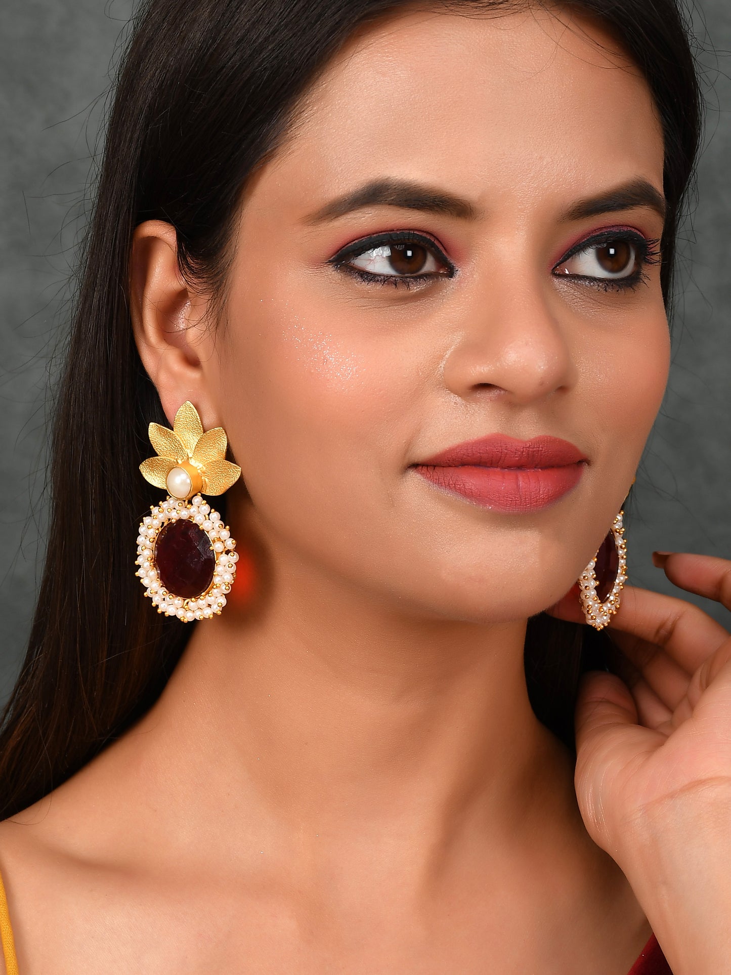Gold Plated Ethnic Beads Drop Earrings