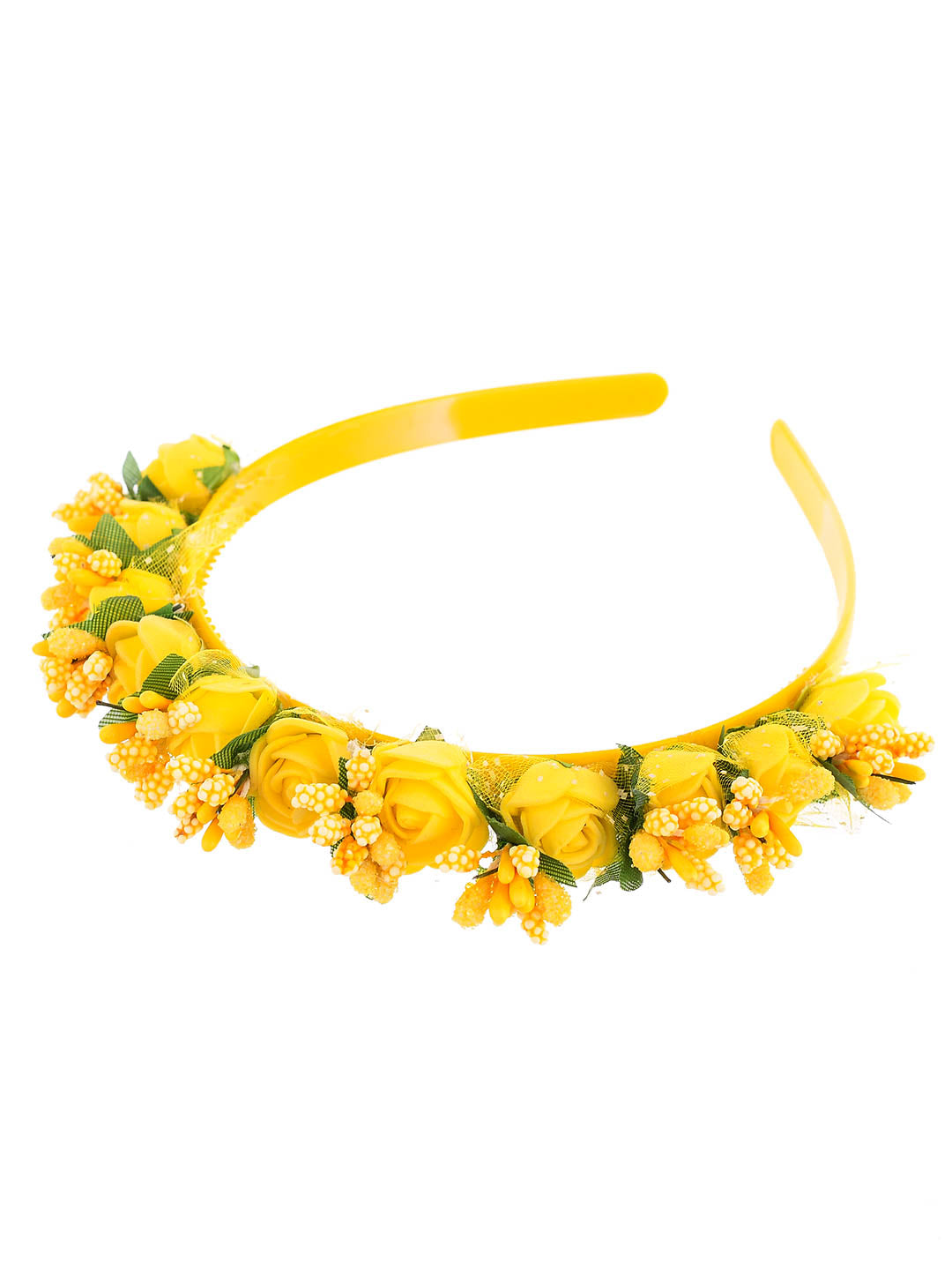 Girls Yellow Green Set Of 3 Embellished Hair Accessory Set