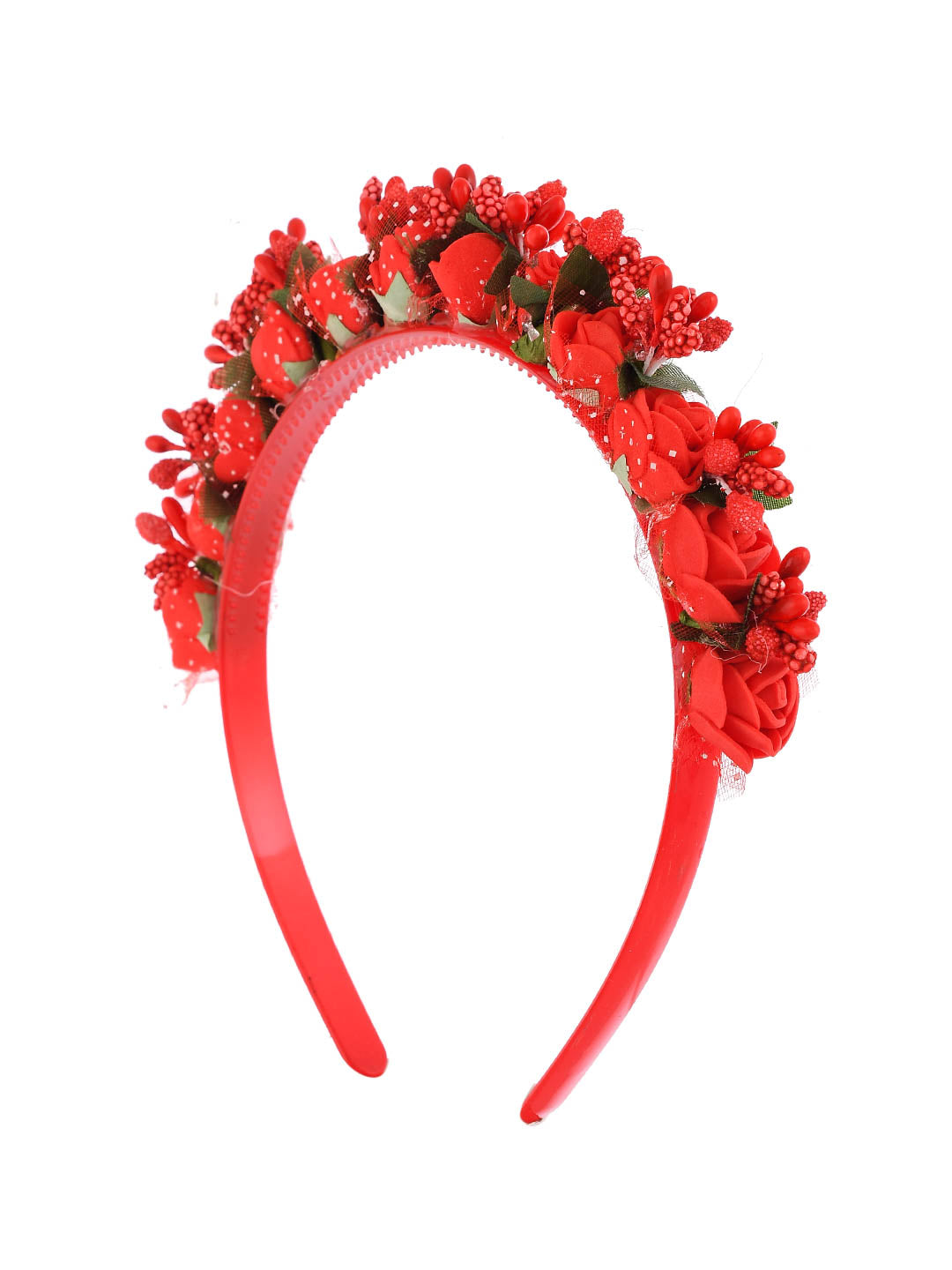 Red Floral Tiara Hairband With Floral Tictac Hair Pin