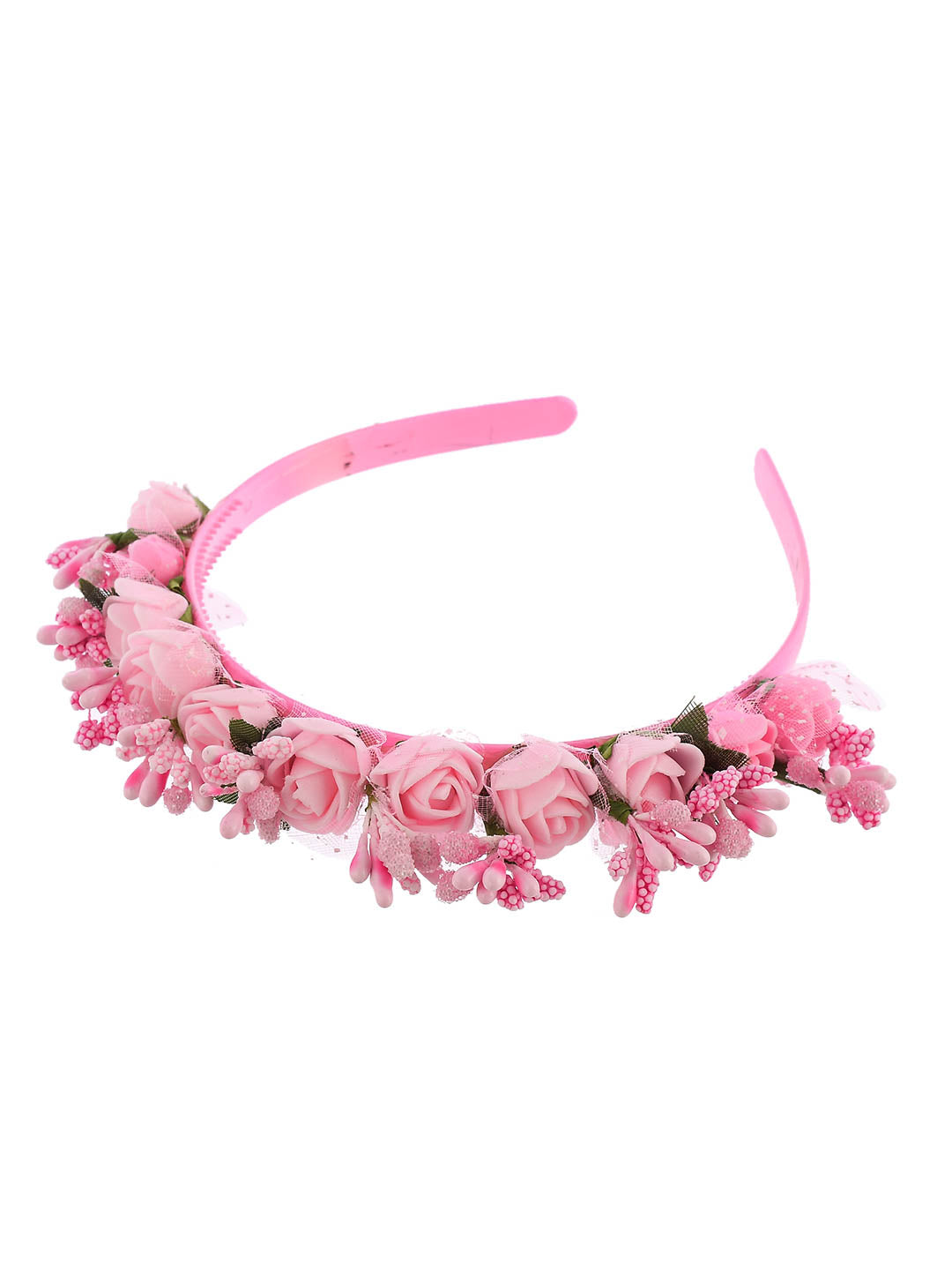 Pink Flower Tiara Hairband With Tic Tac Hairpin