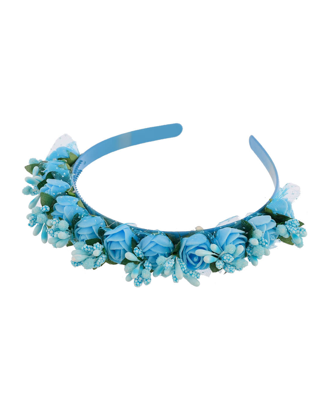 Sky Blue Flower Tiara Hairband With Tic Tac Hairpin