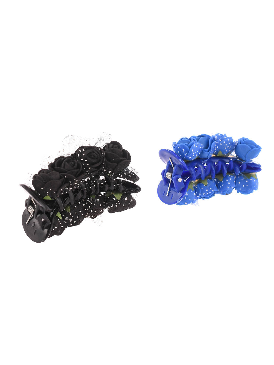 Black Blue Set Of 2 Embellished Claw Clip