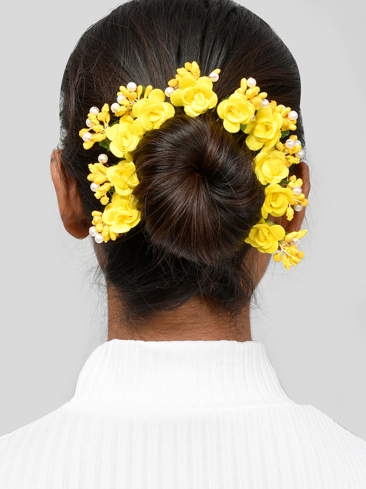 Set of 10 Women Yellow Flower Embellished Beaded U Pins for Women Online
