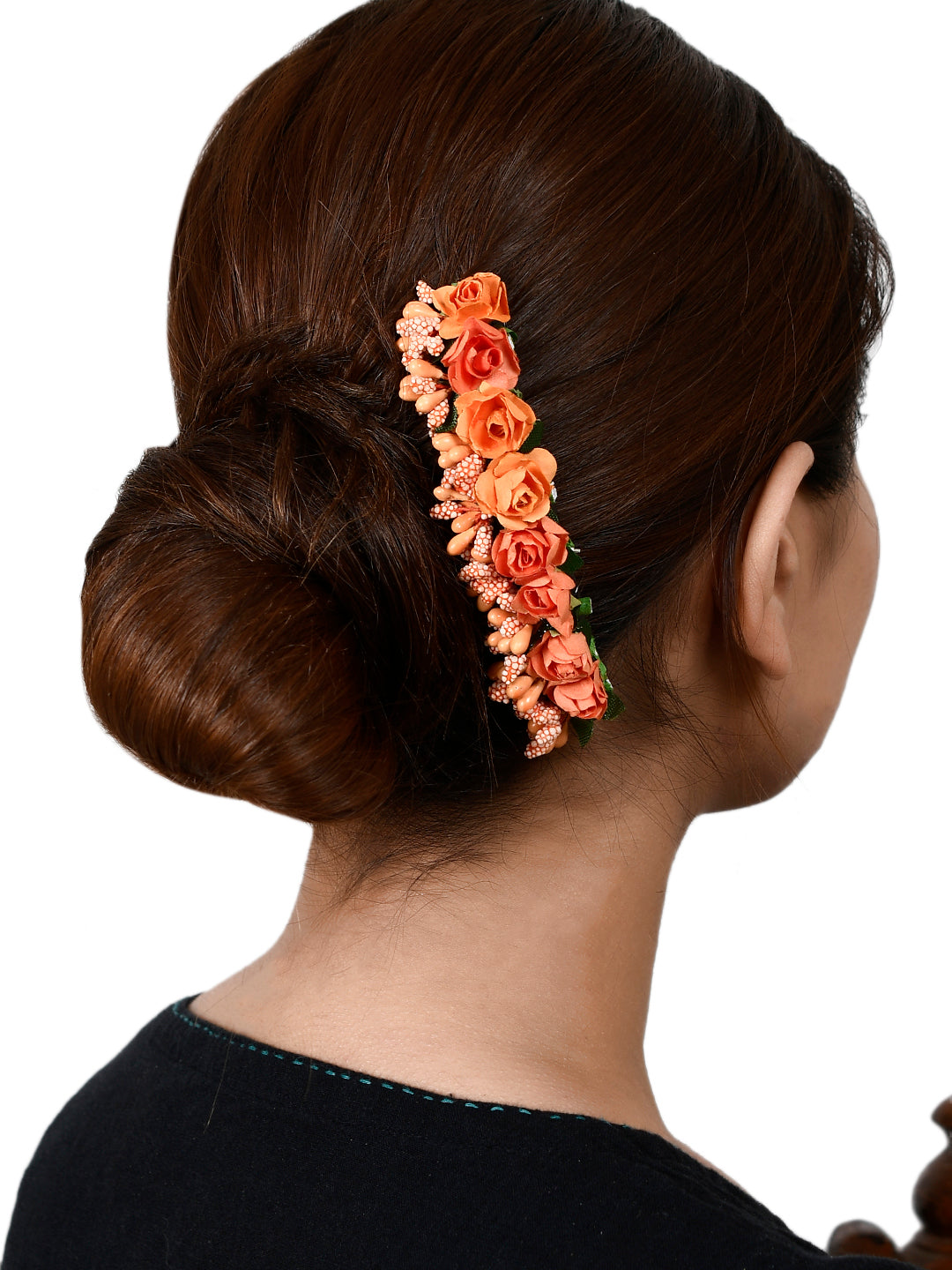 Women Orange Flower Hana Kanzashi Hair Accessories