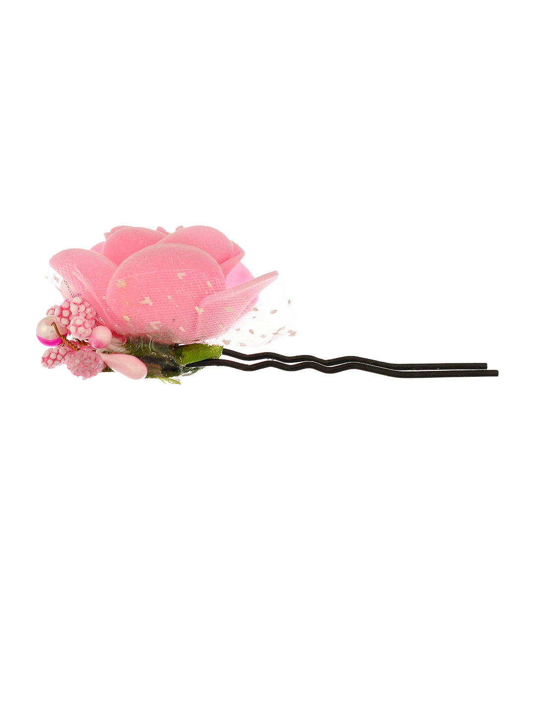 Pink Flower Juda U Pin Hair Accessory