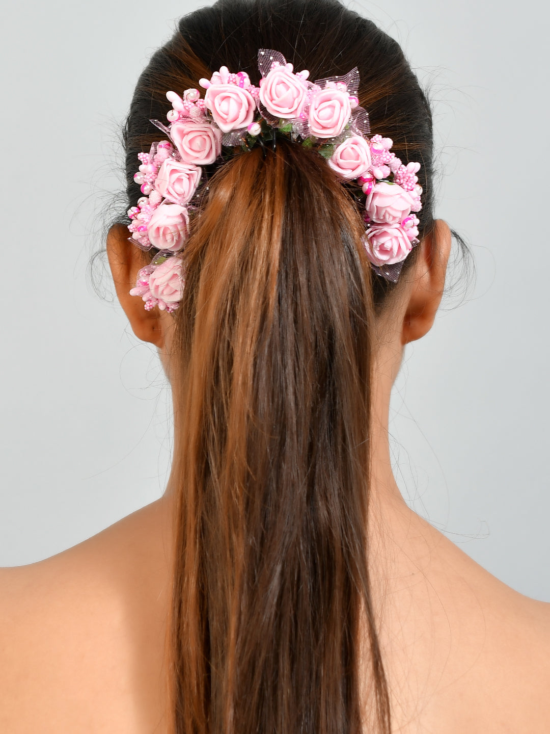 Baby Pink Lace Flower Juda U Pin Hairbun Accessory