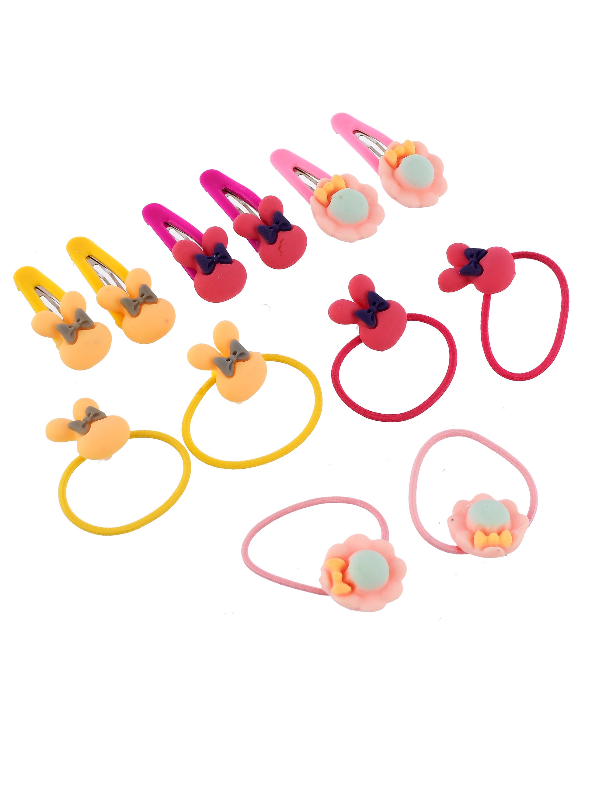 Yellow Pink 12 Pc Girls Hair Accessory Set