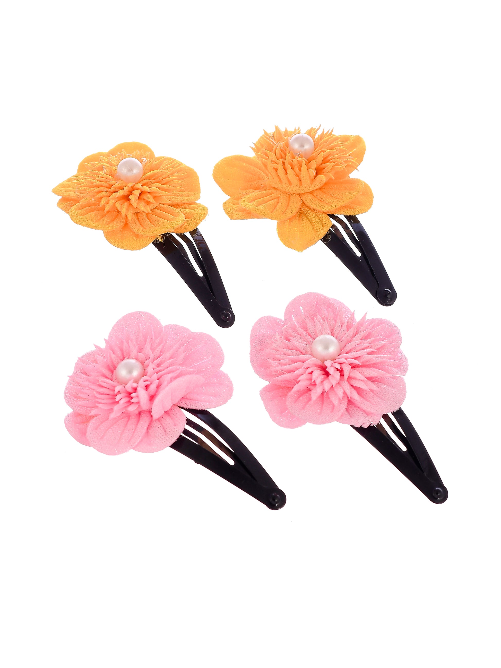 Set Of 2 Pink Orange Floral Tic Tac Hair Clip