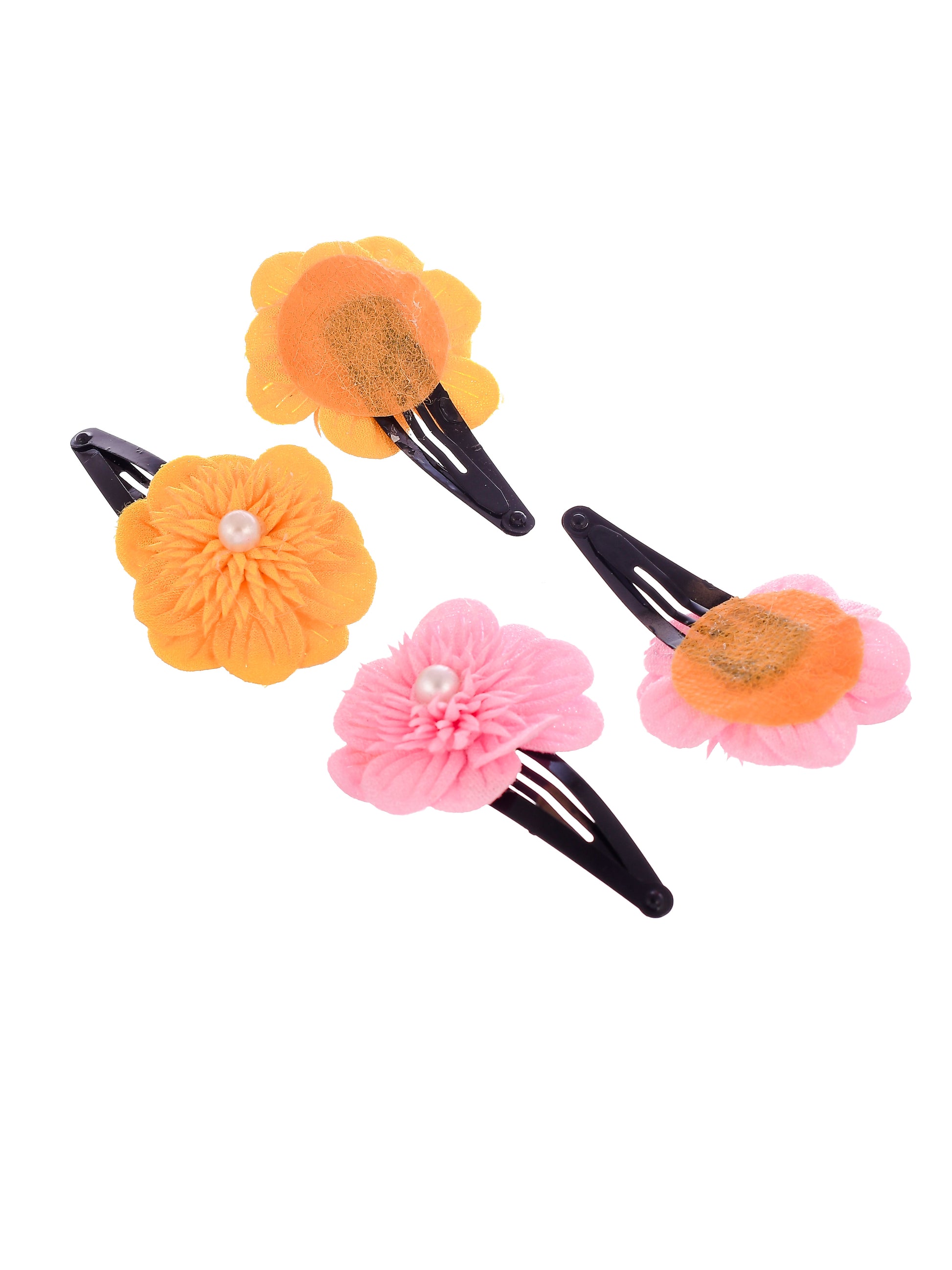 Set Of 2 Pink Orange Floral Tic Tac Hair Clip