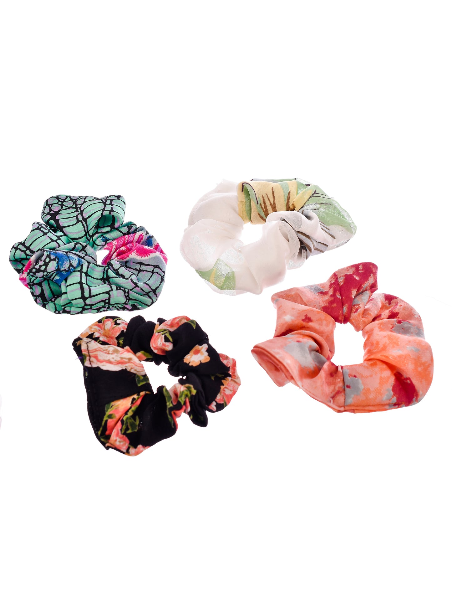 Set Of 6 Multi Colored Printed Ponytail Holders