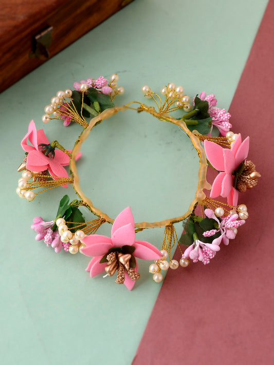 Women Pink & Gold Tone Embellished Hair Accessory for Women Online