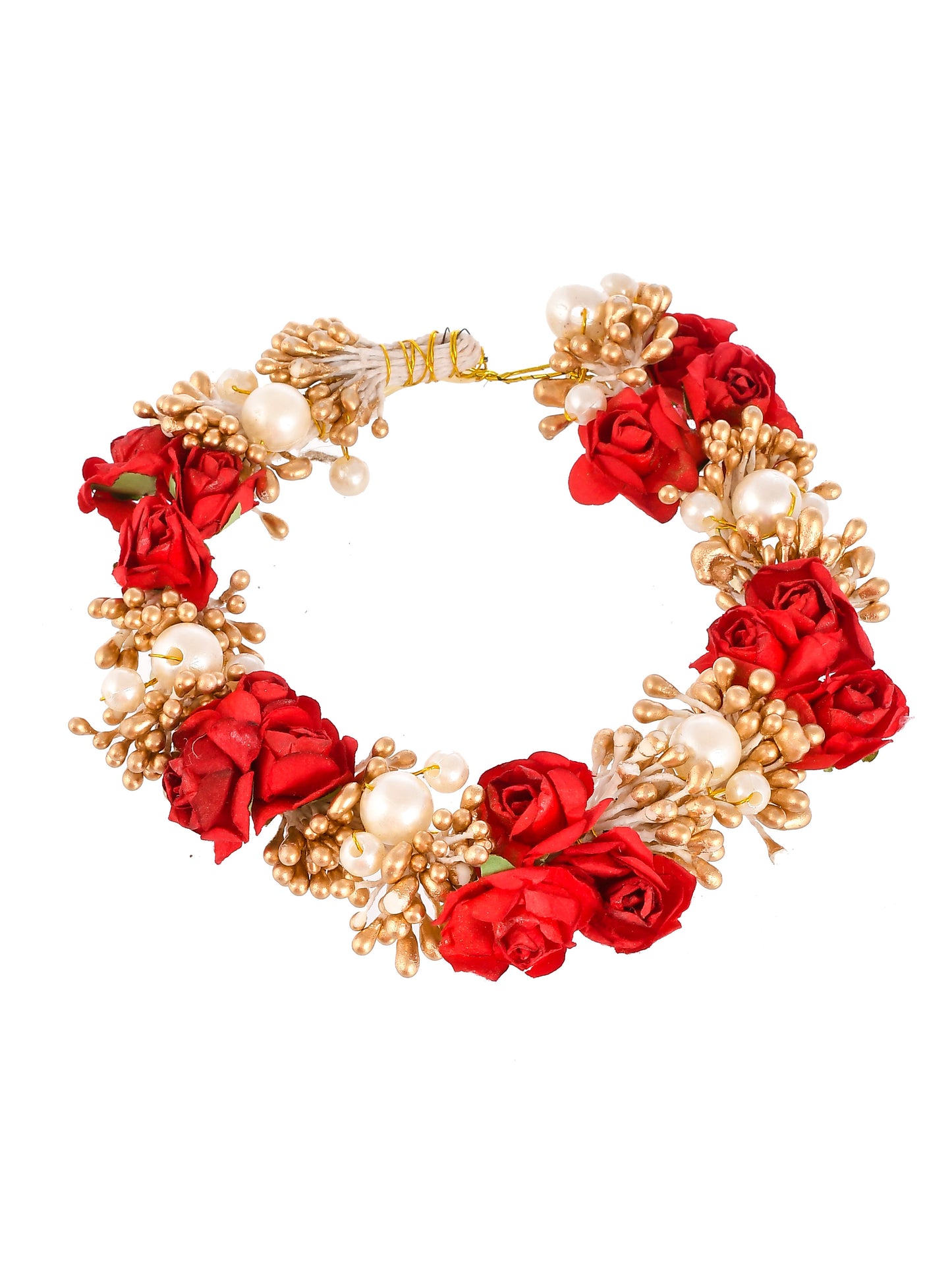 Women Red Gold Toned Embellish Hair Accessory Set