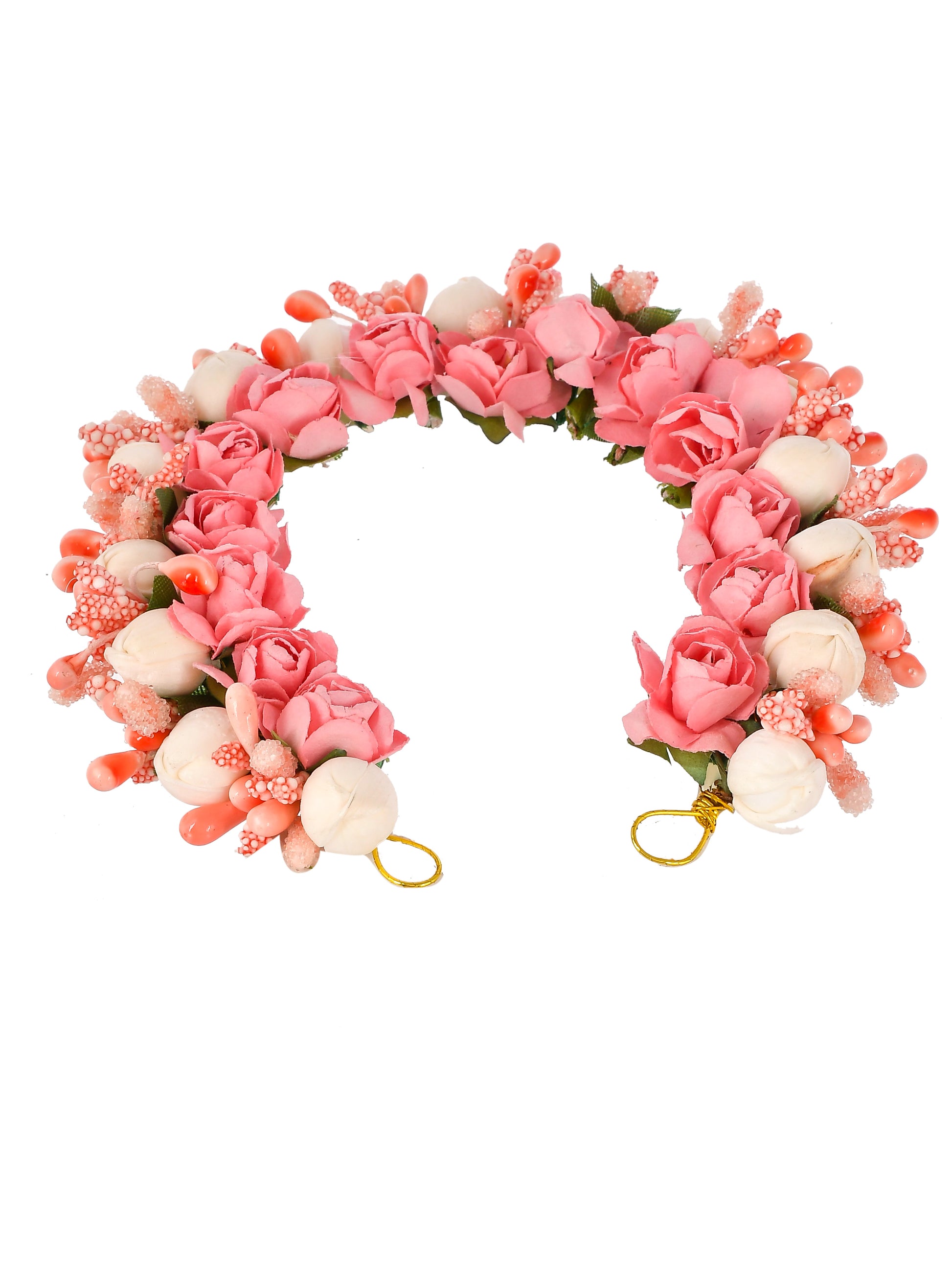 Women Pink Gold Toned Embellished Hair Accessory Set