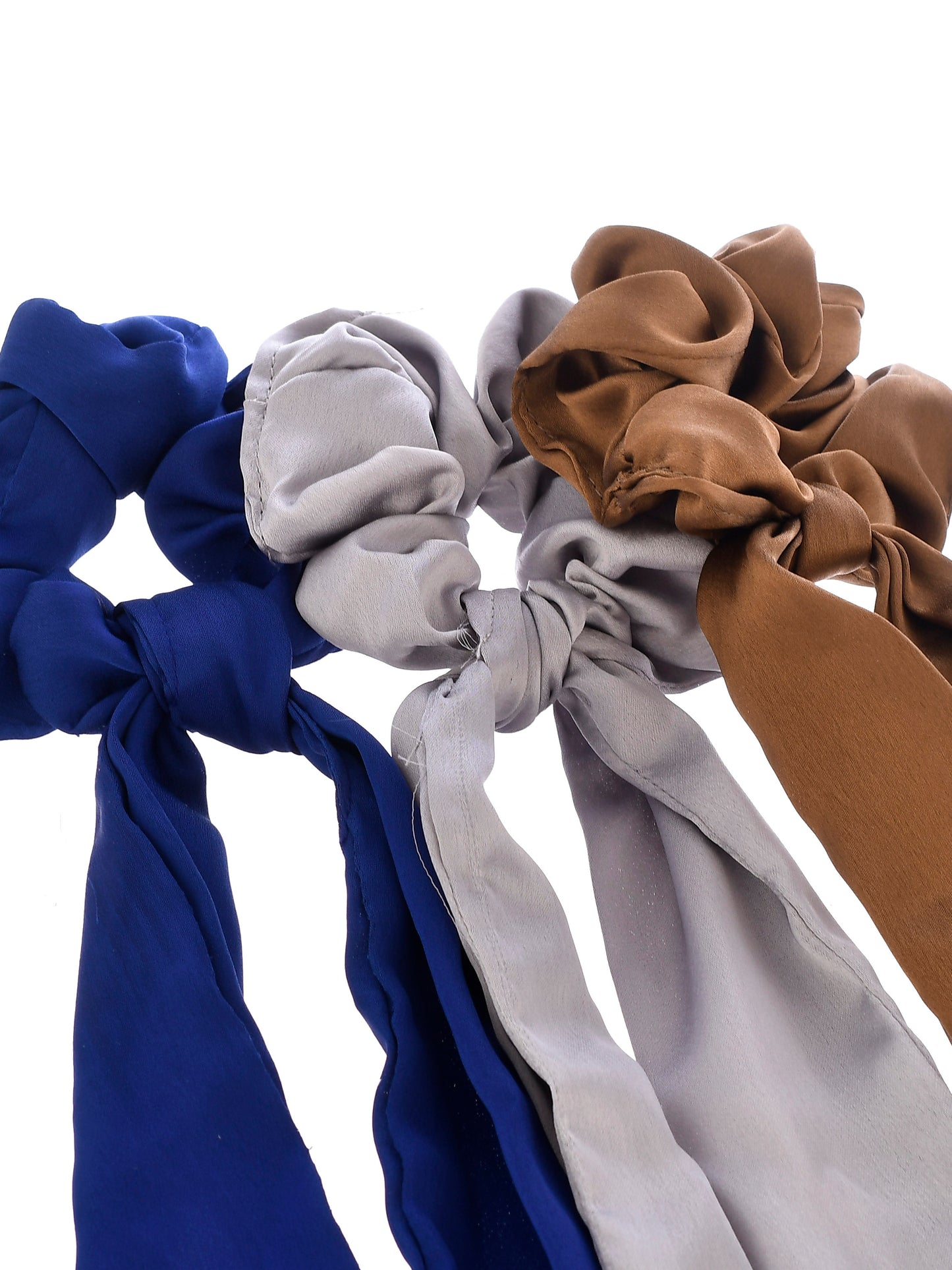 Women Multicolored Set Of 3 Scarf Hair Scrunchies
