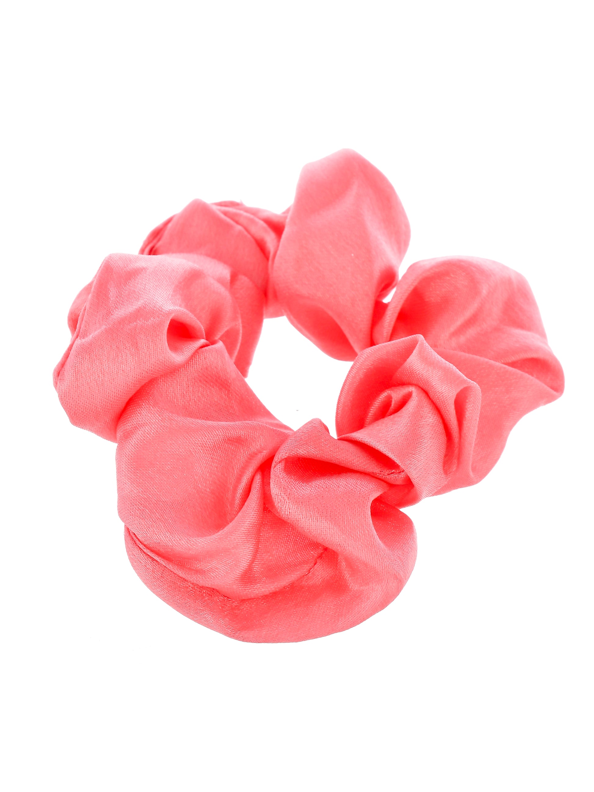 Set Of 4 Multi Colored Satin Scrunchies Ponytail Holders