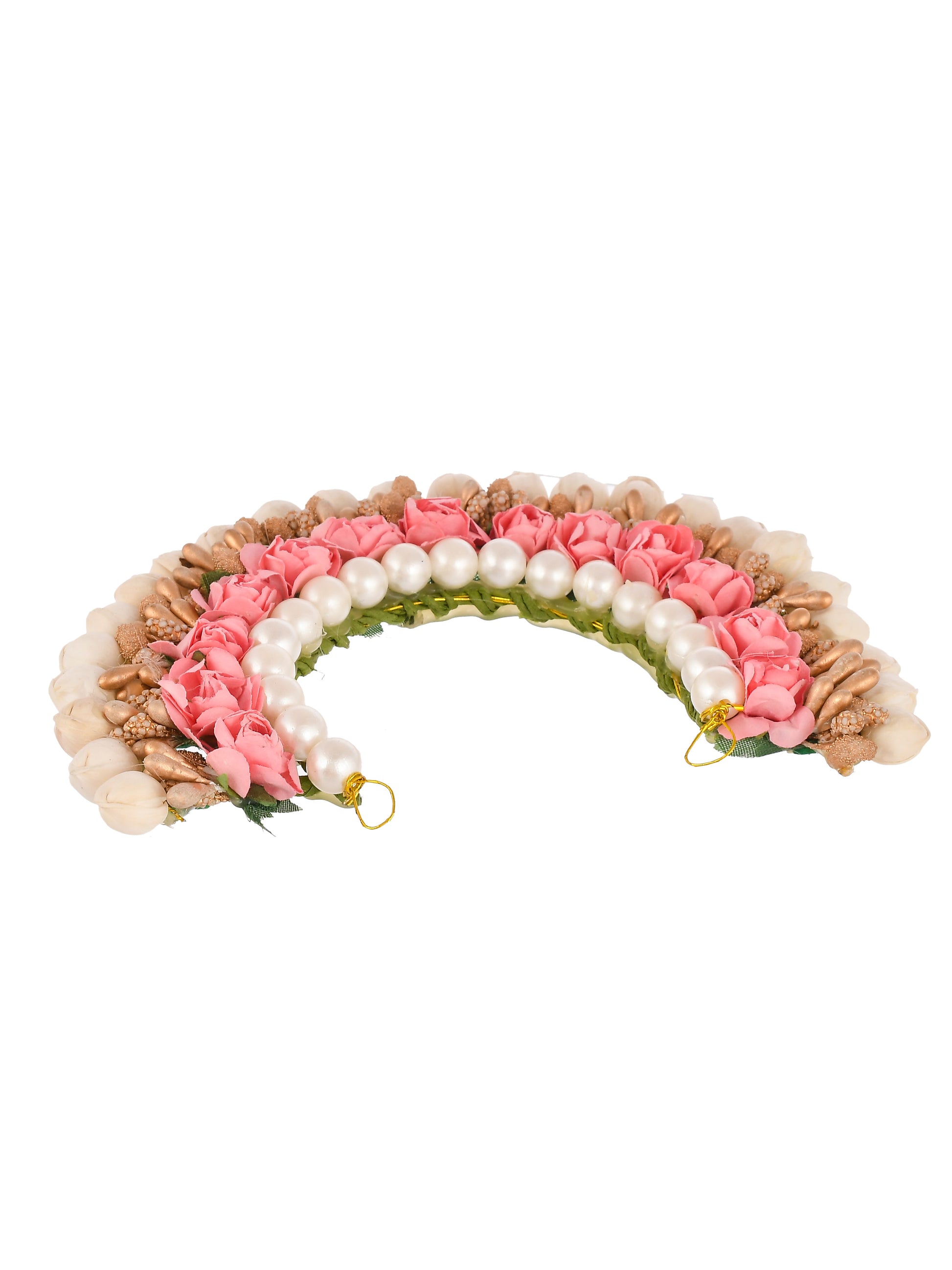 Women Peach Gold Toned Embellished Hair Accessory Set