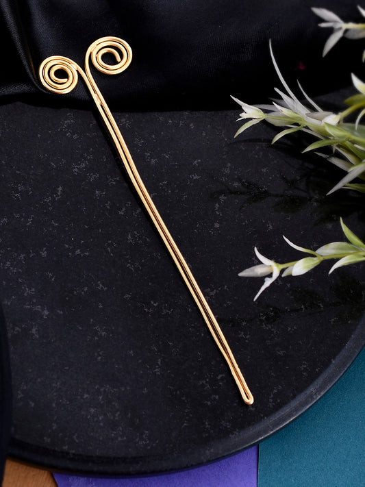 Gold Plated Metallic Spiral Hair Stick for Women Online