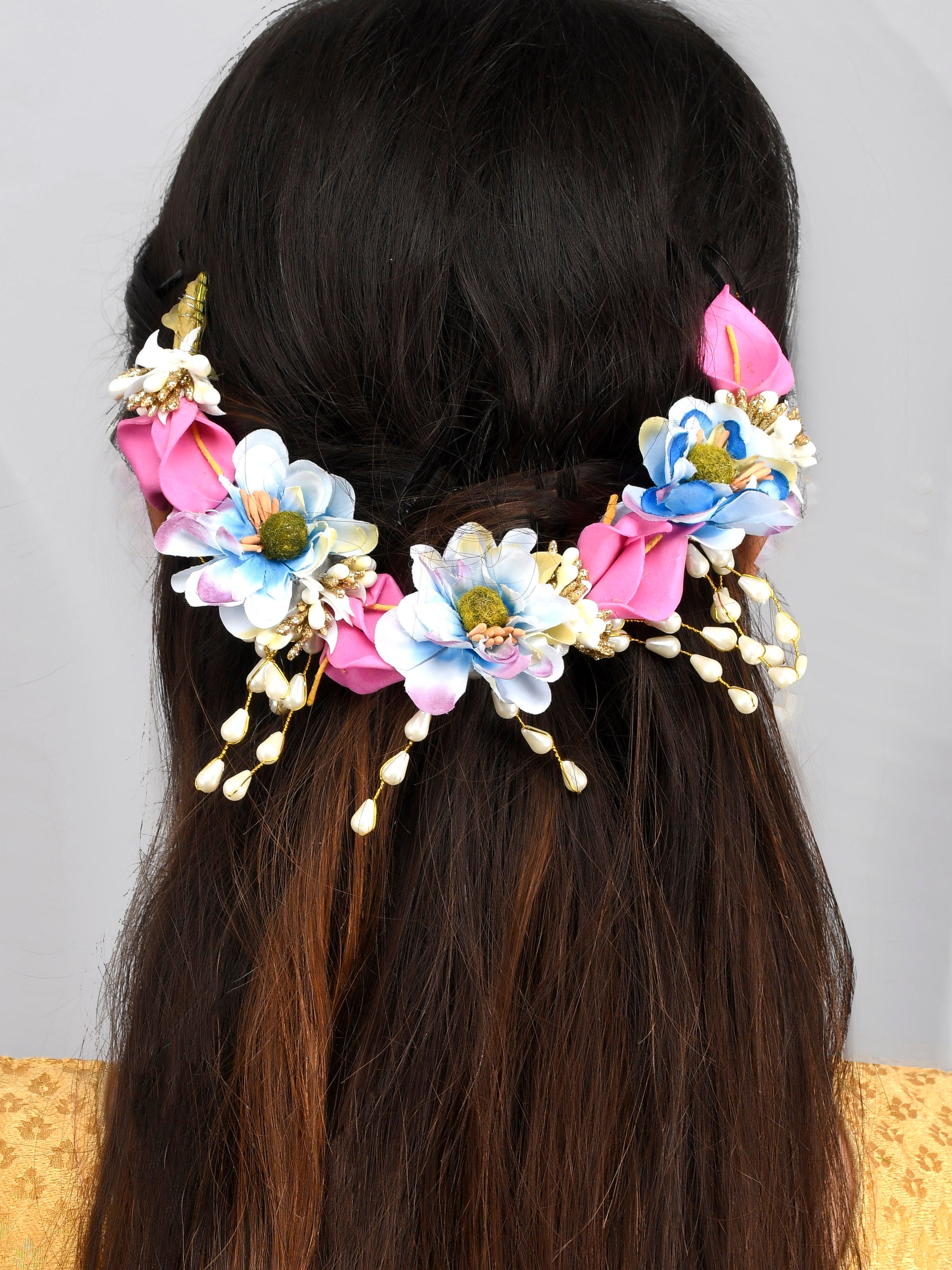 Women Pink Color Embellished Hair Accessory Set