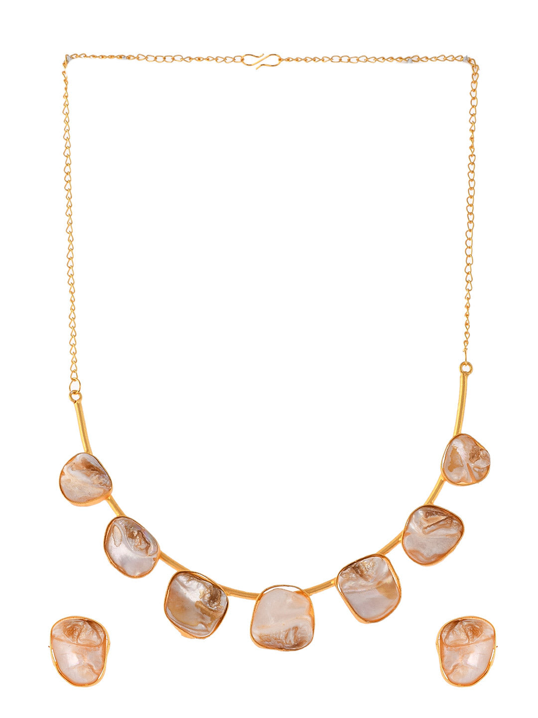 Gold Plated Stone Western Necklace With Earrings