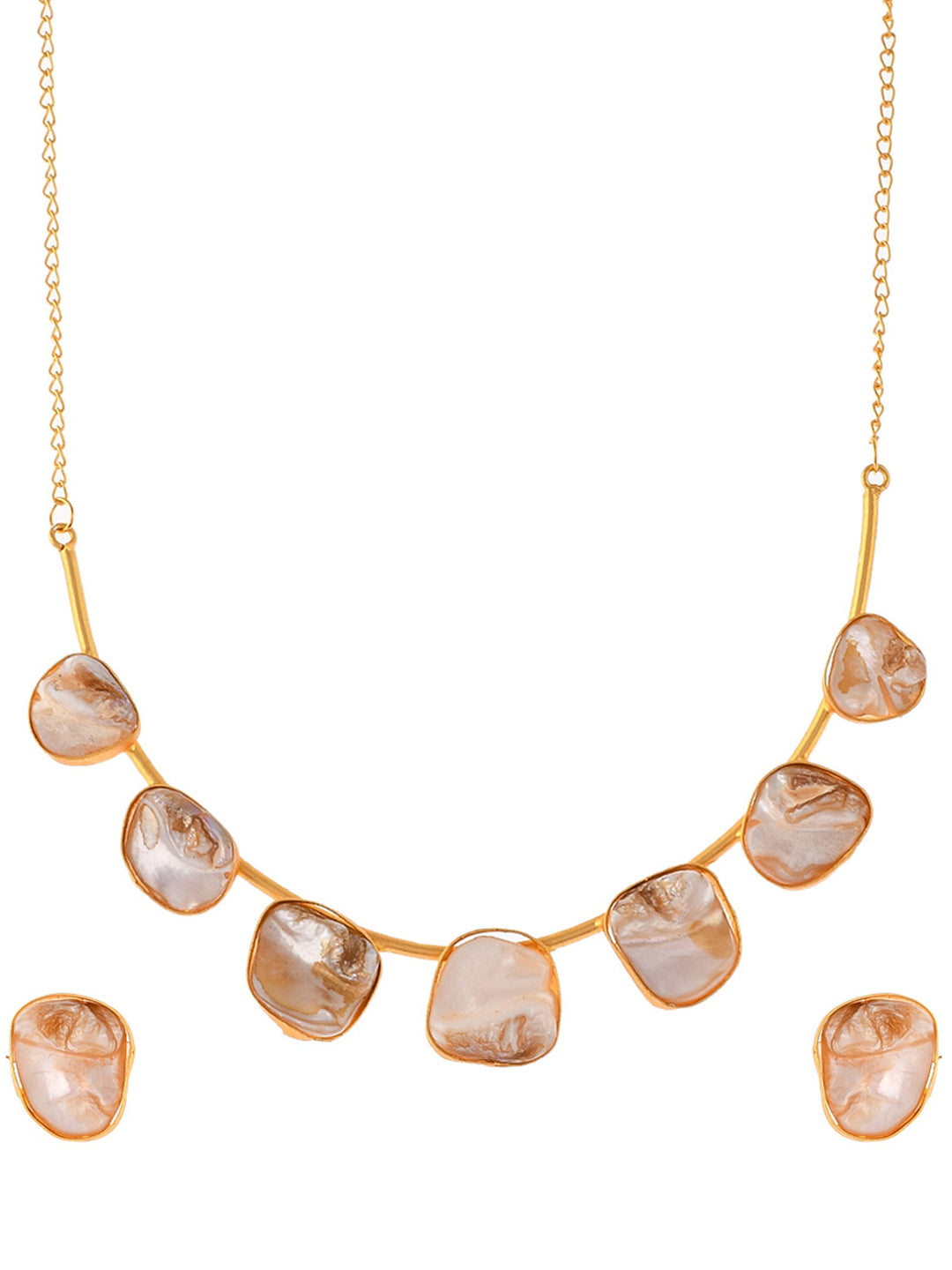 Gold Plated Stone Western Necklace With Earrings