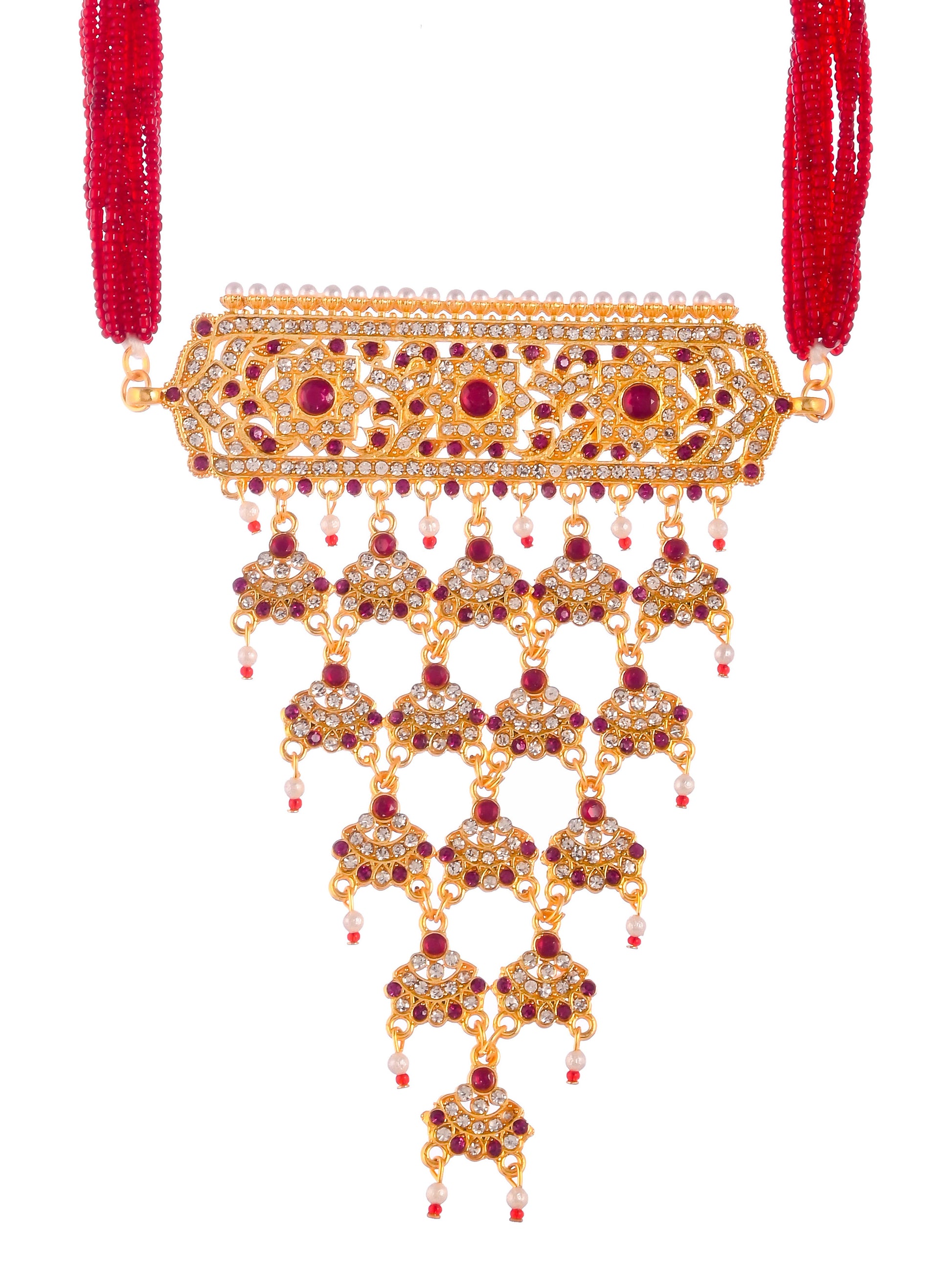 Gold Plated Ethnic Meenakari Layered Choker Necklace