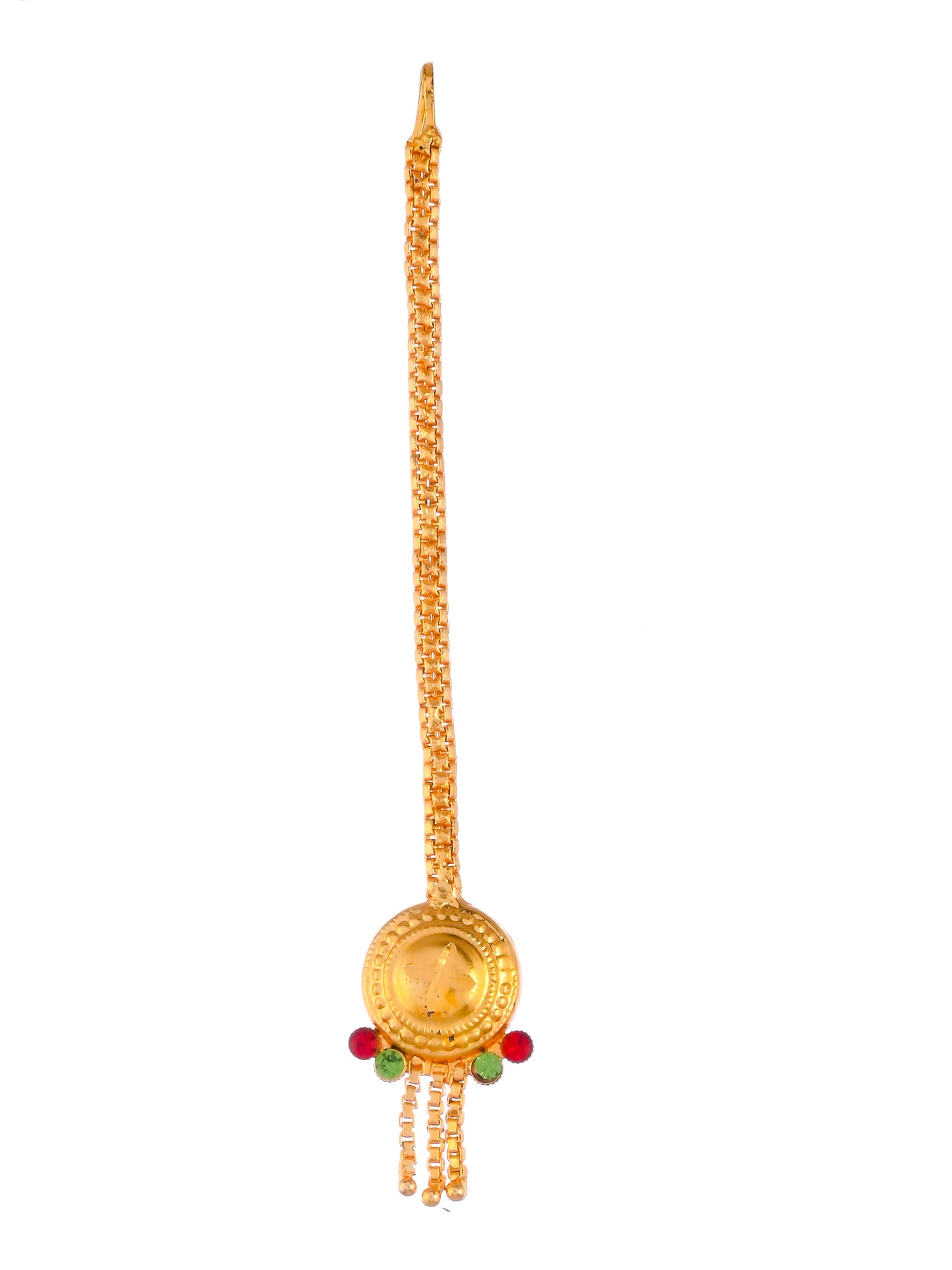 Gold Plating & Red & Green Stone Stubbed Temple Jewellery Set