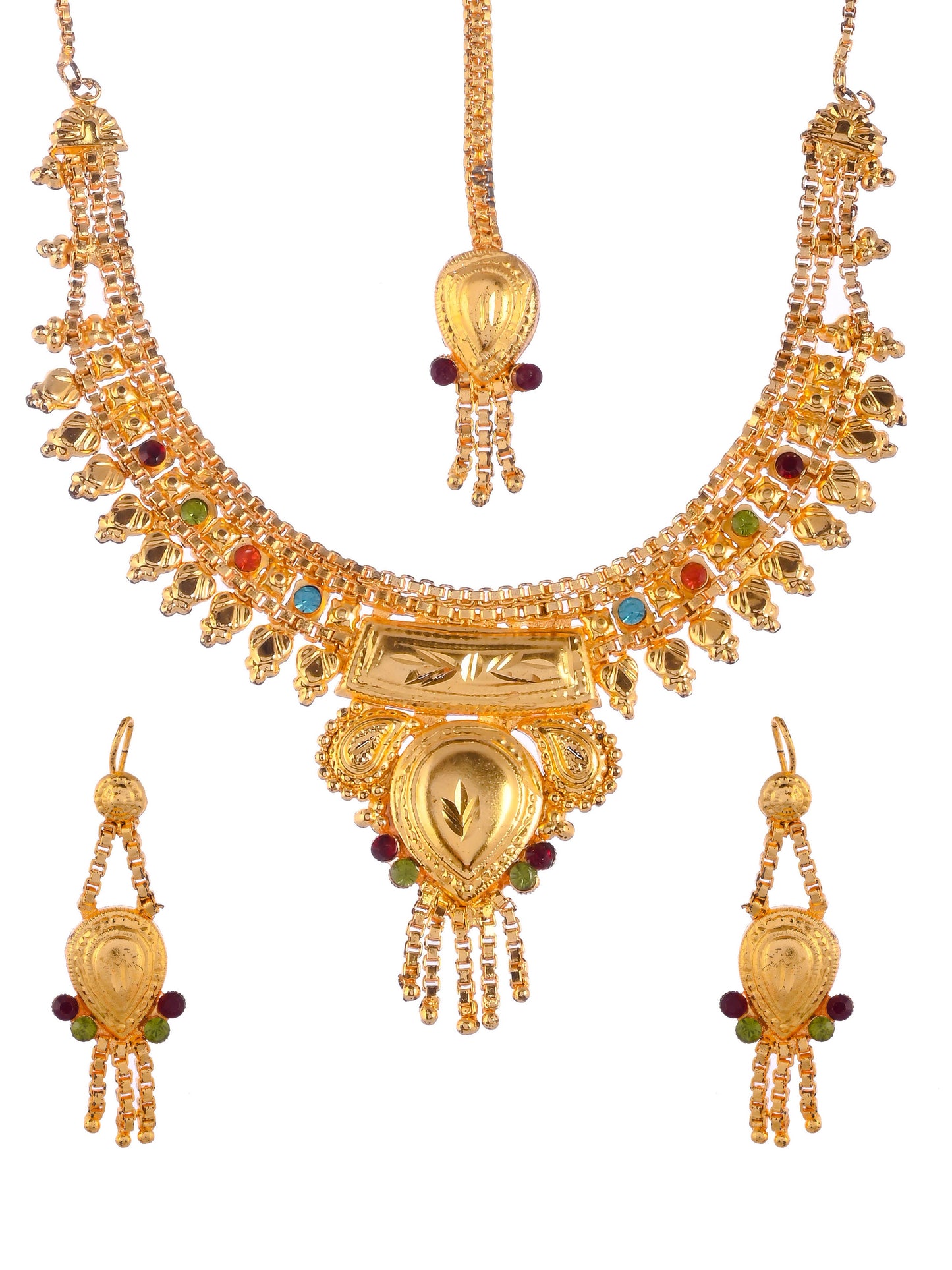 Gold Plated & Gold Toned Temple Jewelery Set