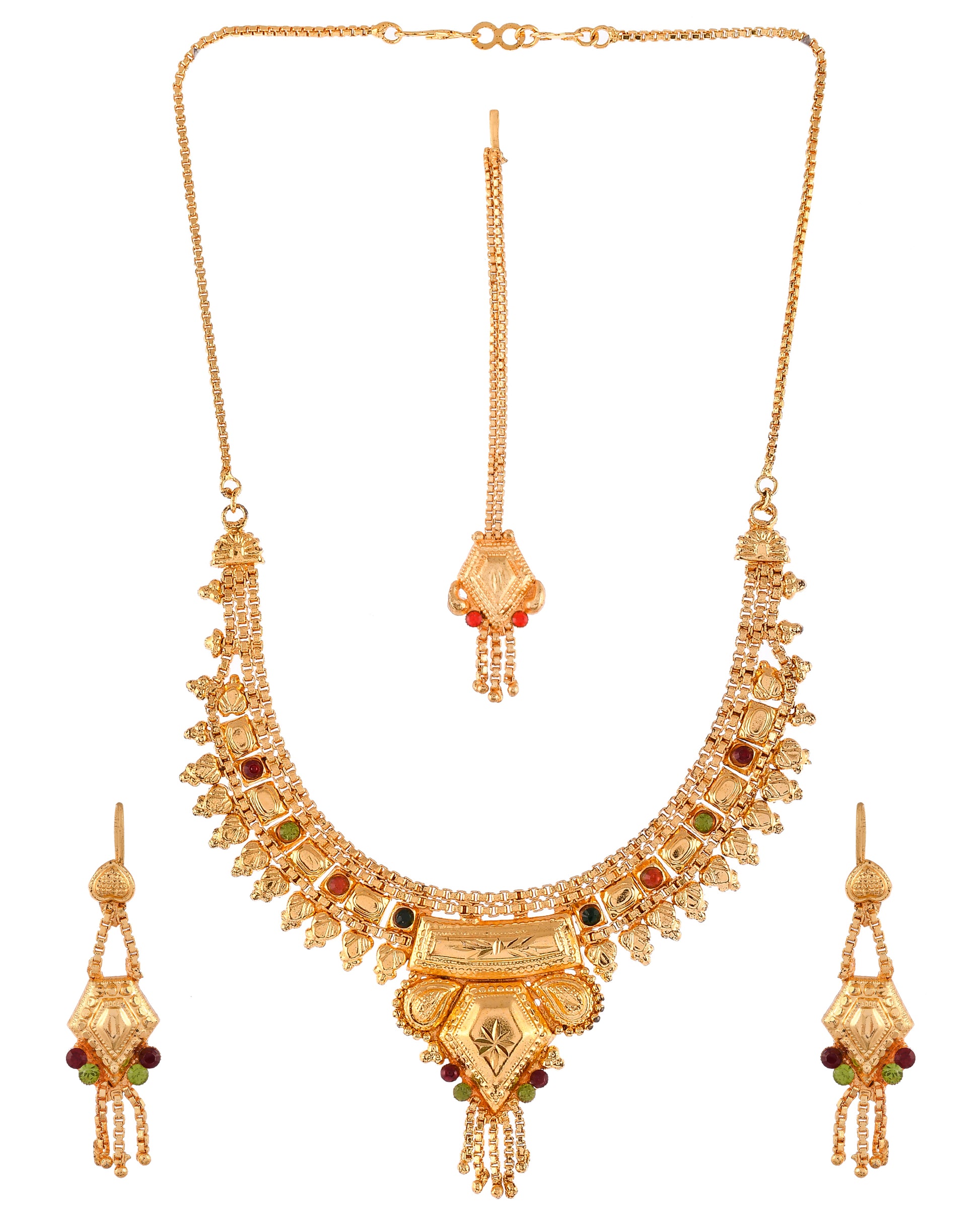 Gold Plated Stone Stubbed Karnataka Jewllery Set