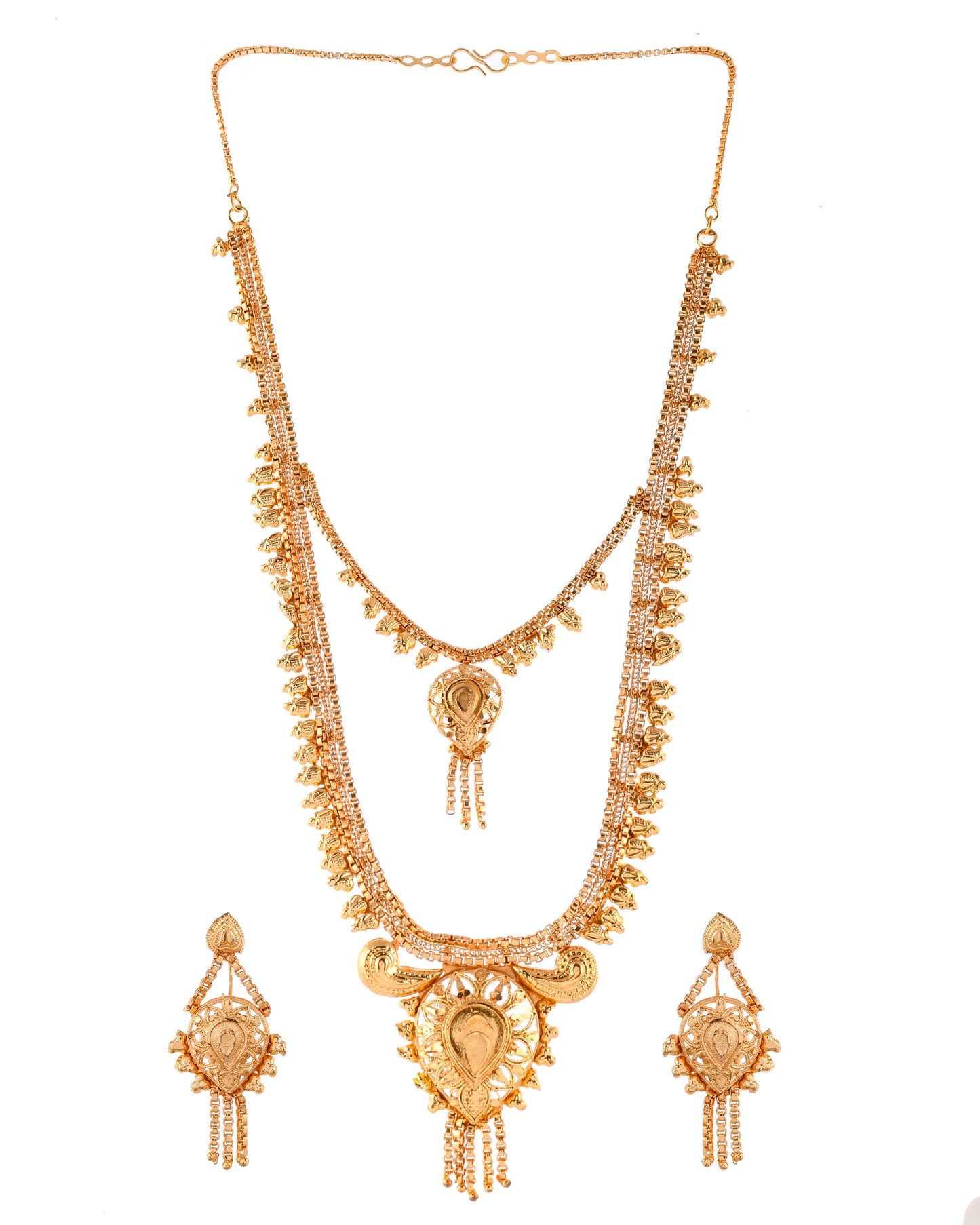 Gold Plated Double Layer Bridal Pendent Jewellery Set