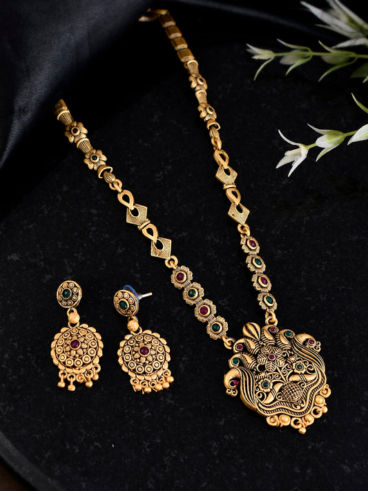 Gold Plated Oxidised South Indian Jewellery Set