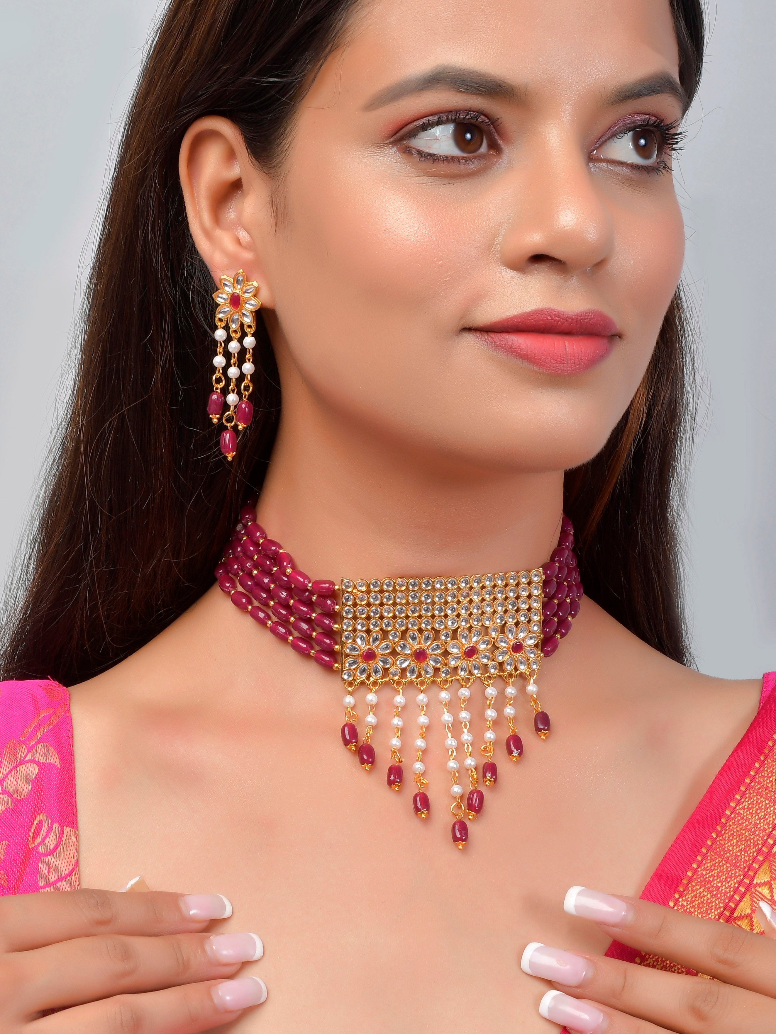 Buy Ahilya Kundan Choker Jewellery Sets for Women Online at Silvermerc SBJS23MU 52 Silvermerc Designs