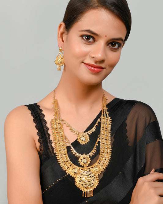 Gold Plated Triple Layer Temple Jewellery Sets for Women Online