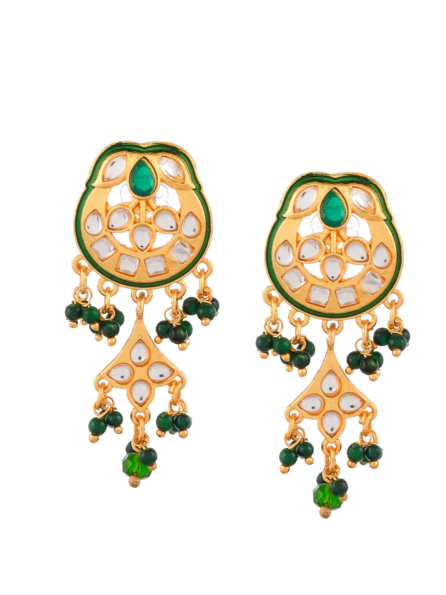 Gold Plated & Green Beaded Traditonal Jewellery Set