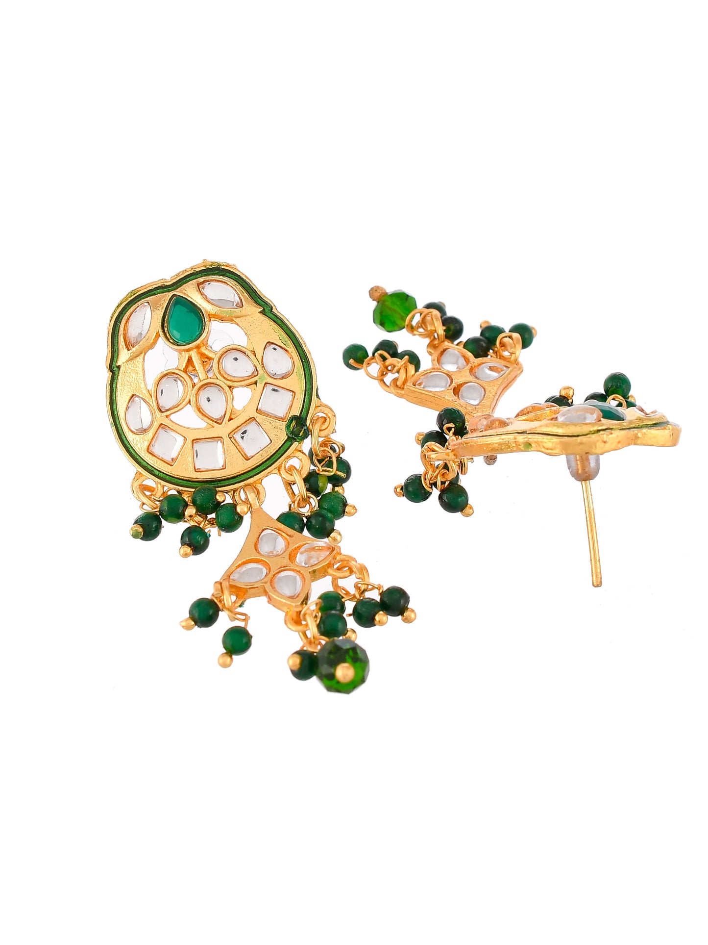 Gold Plated & Green Beaded Traditonal Jewellery Set