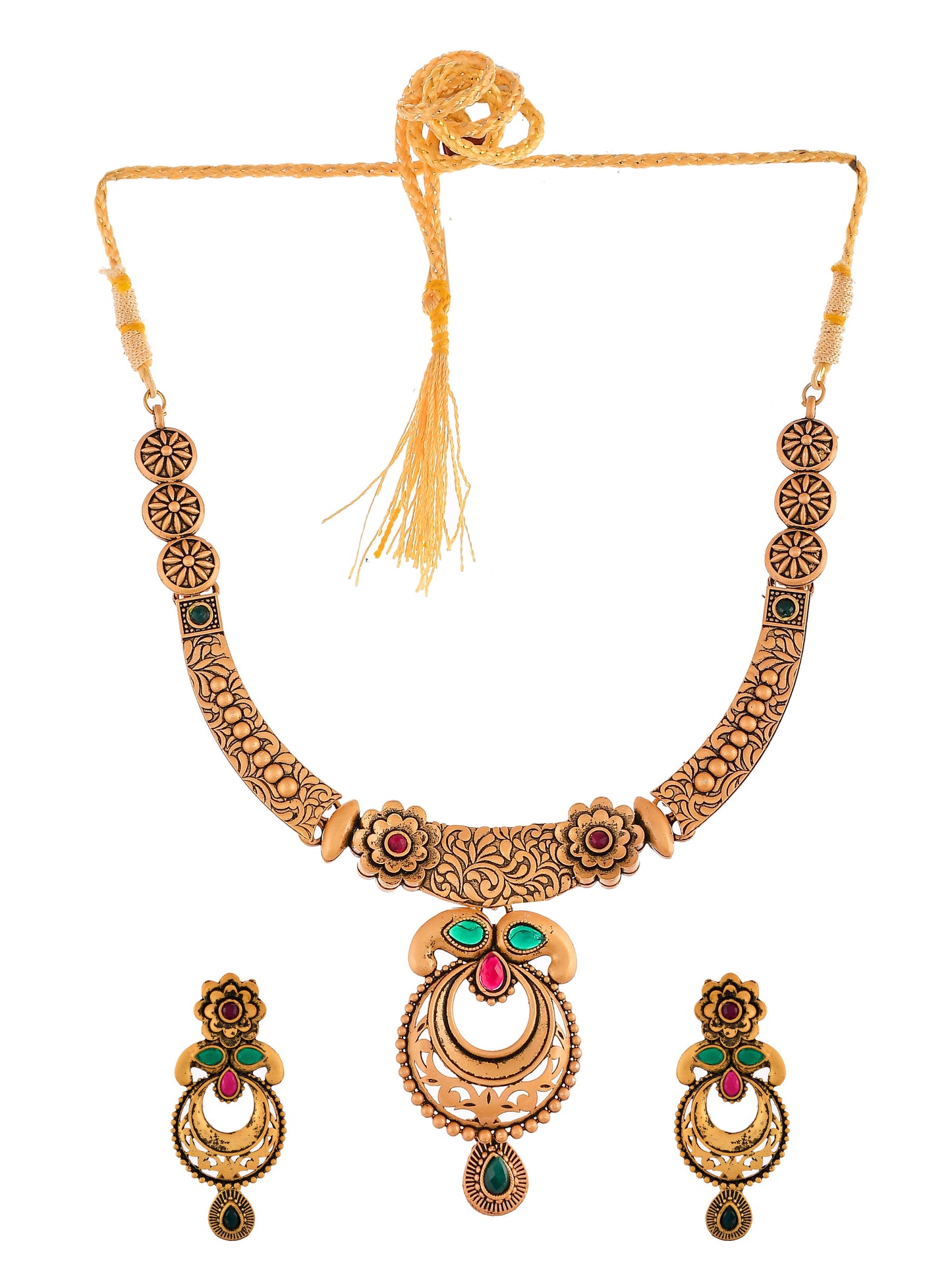 Gold Plated Brass Temple Jewelery Set