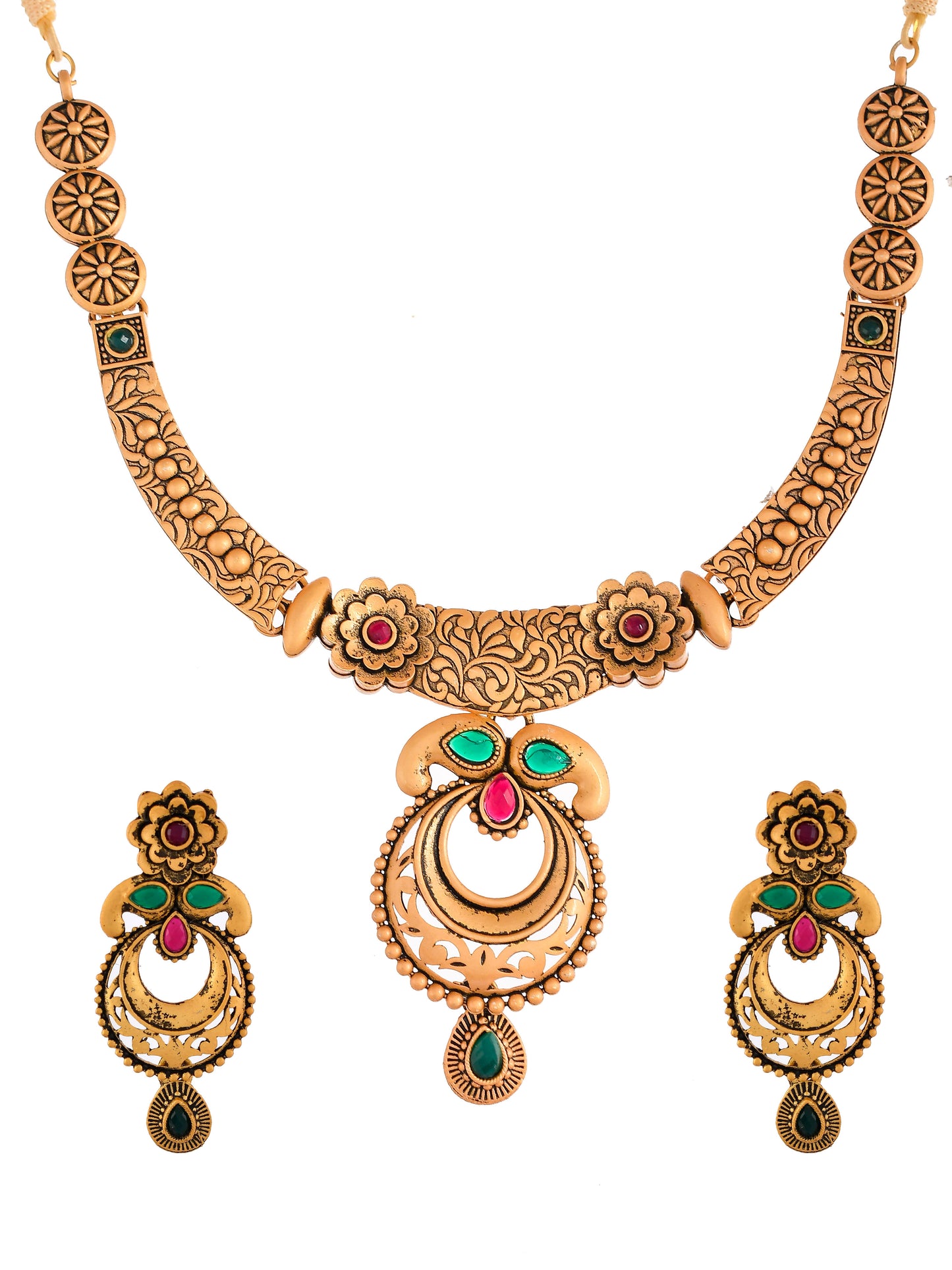 Gold Plated Brass Temple Jewelery Set